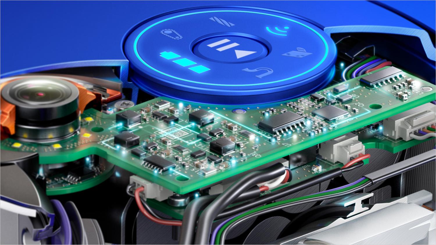 Close up of the processors inside the Dyson 360 Heurist robot vacuum