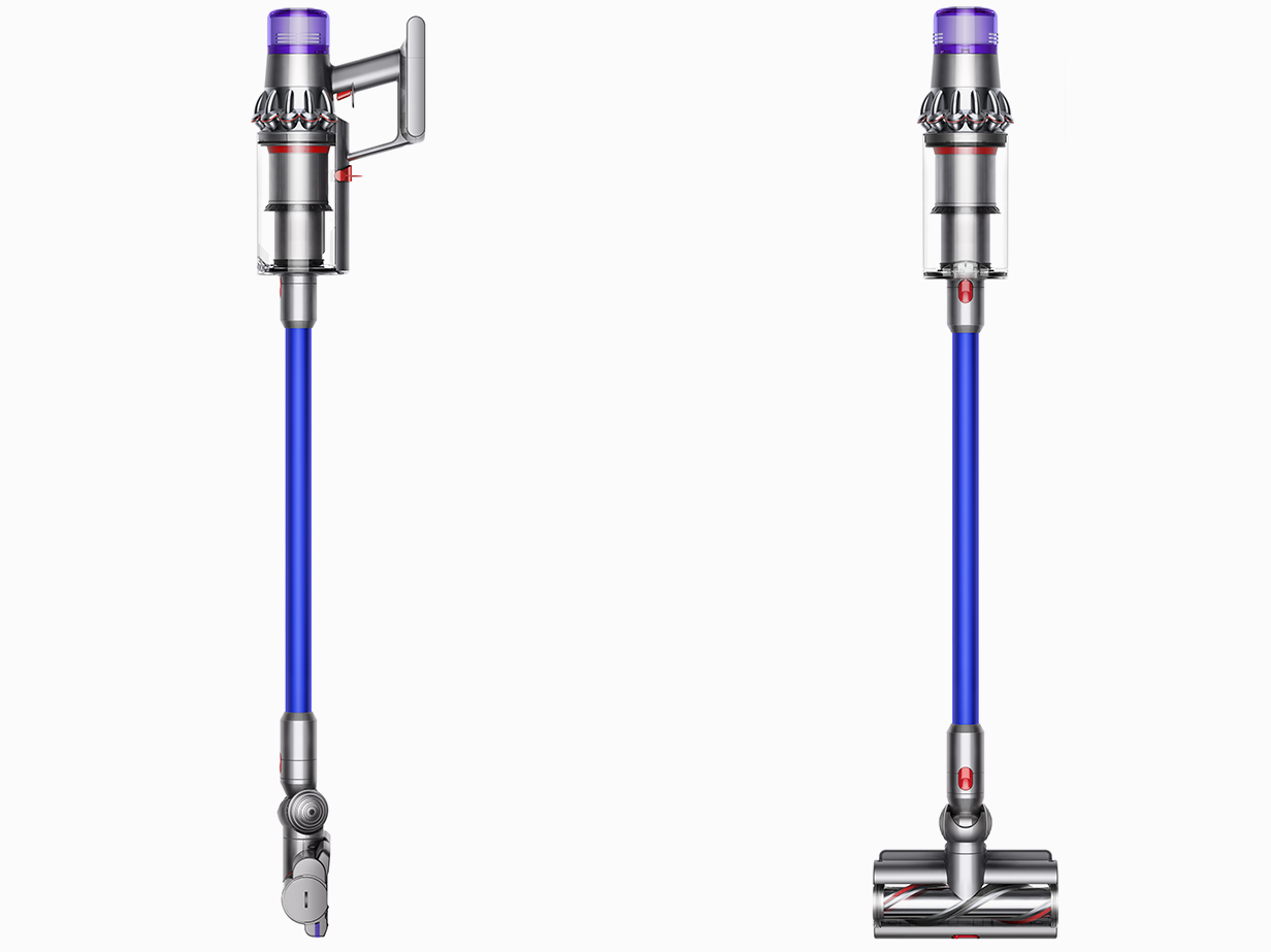 Dyson V11 Torque Drive cordless stick vacuum side and front views