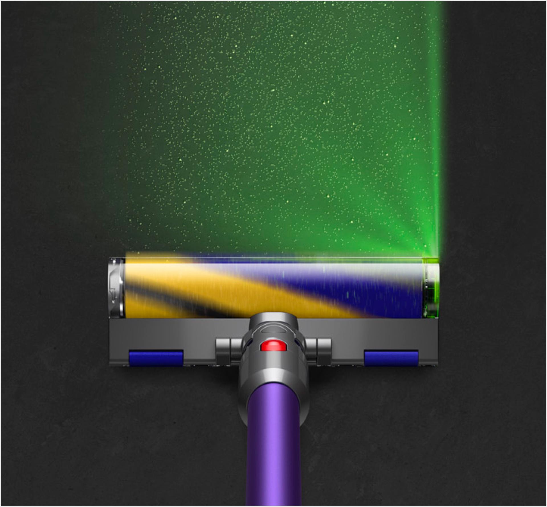 Fluffy Optic™ 智能光學偵測吸頭偵測硬地板上的塵垢。