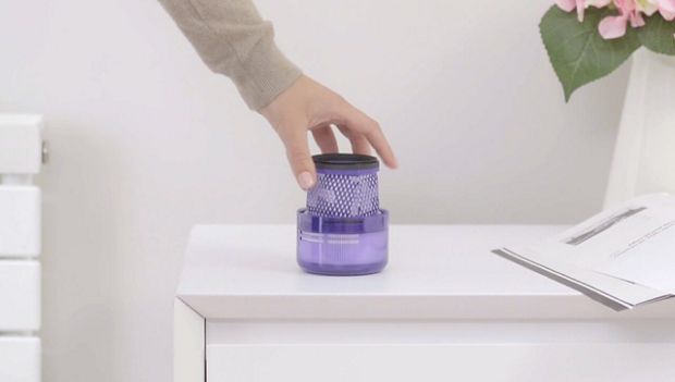 Filter placed on flat surface to dry.