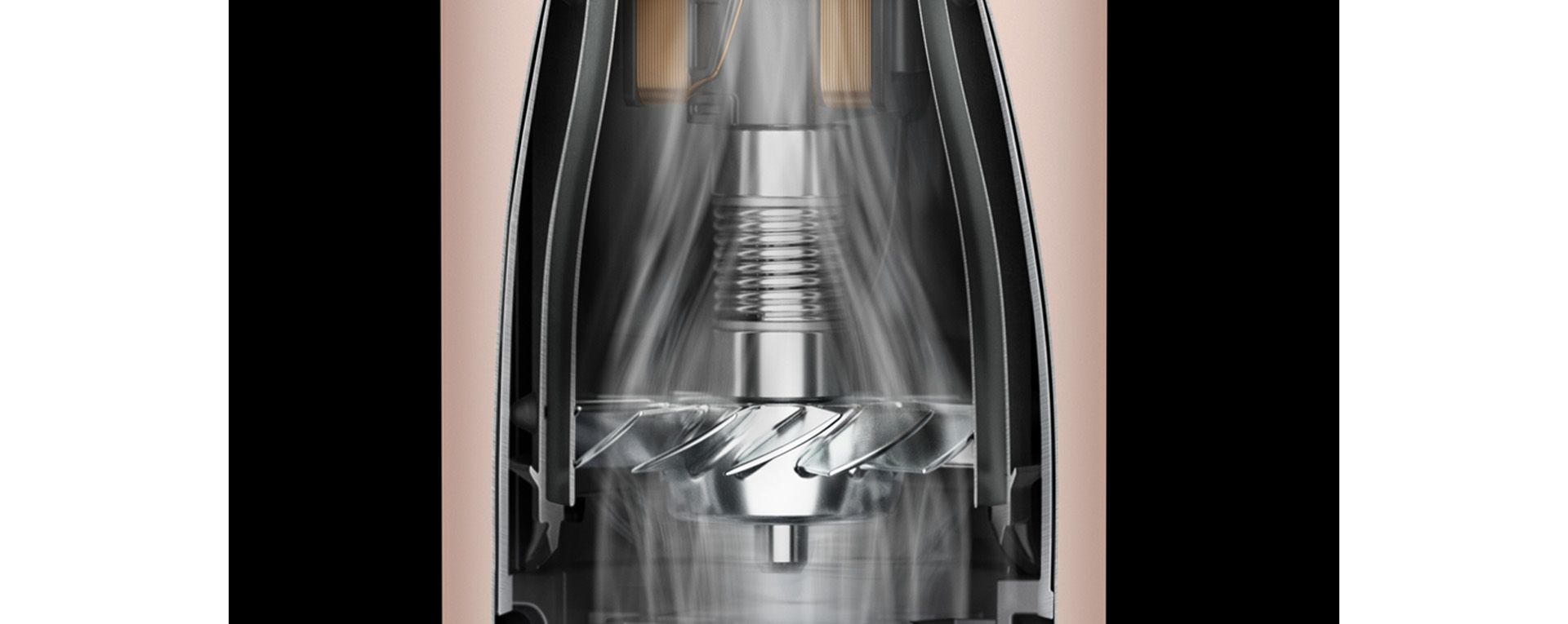 A technology image of the motor inside the Dyson Supersonic Nural hair dryer handle.
