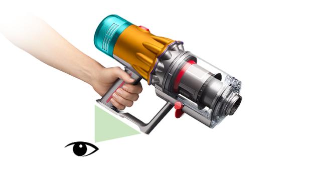 An eye icon indicates for the user to look on the underneath of the handle.