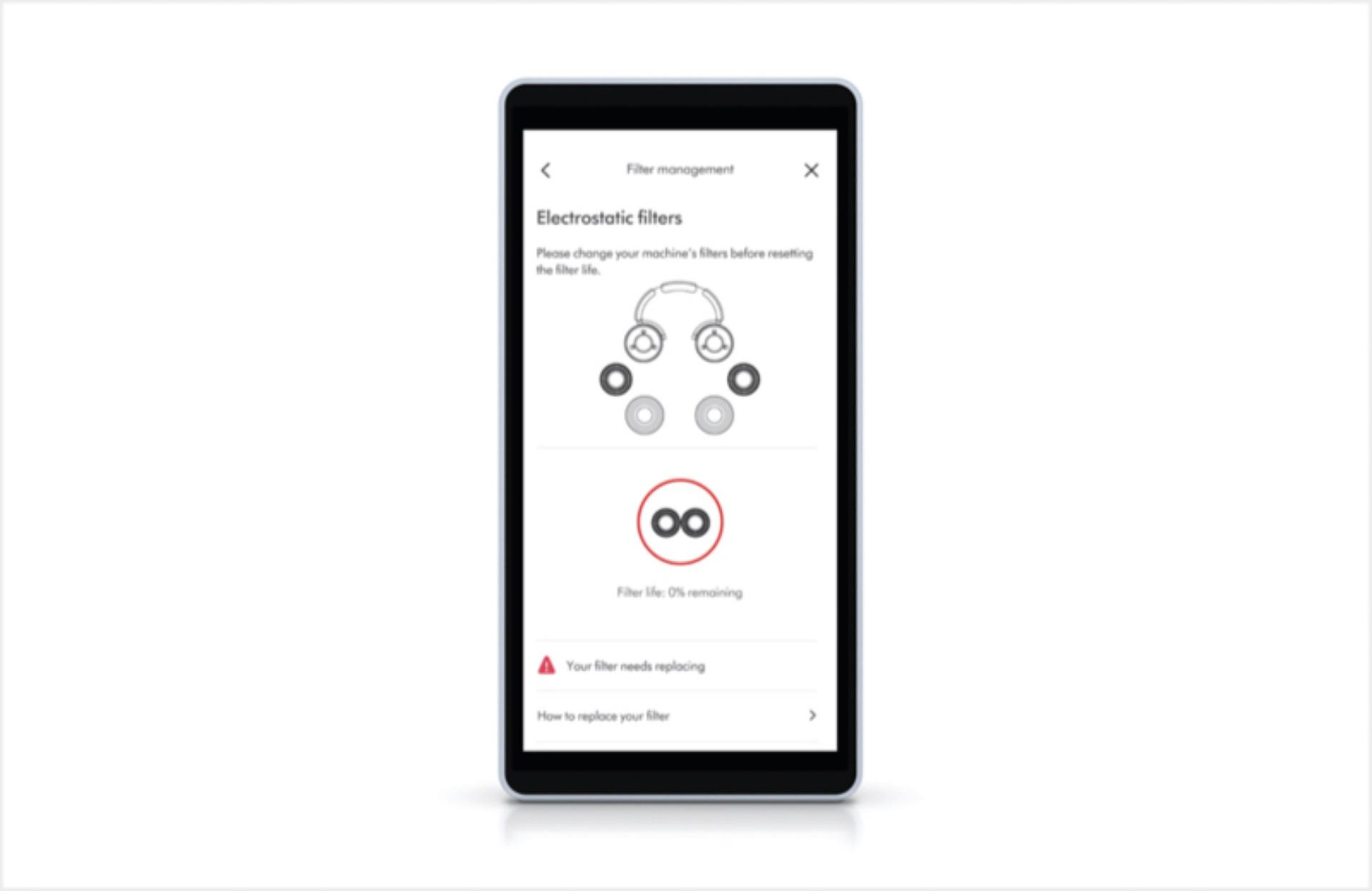 Smartphone screen shows the notification for changing your filters.