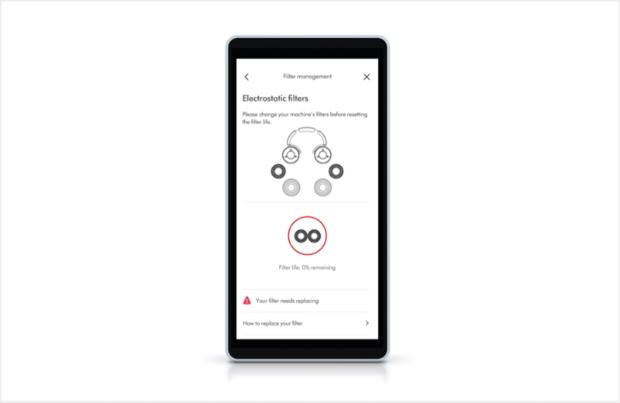 Smartphone screen shows the notification for changing your filters.