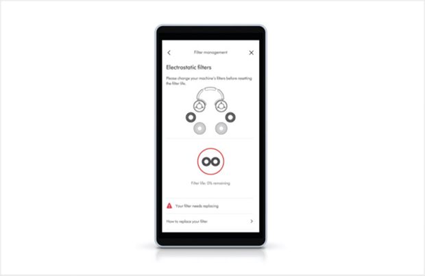 Smartphone screen shows the notification for changing your filters.