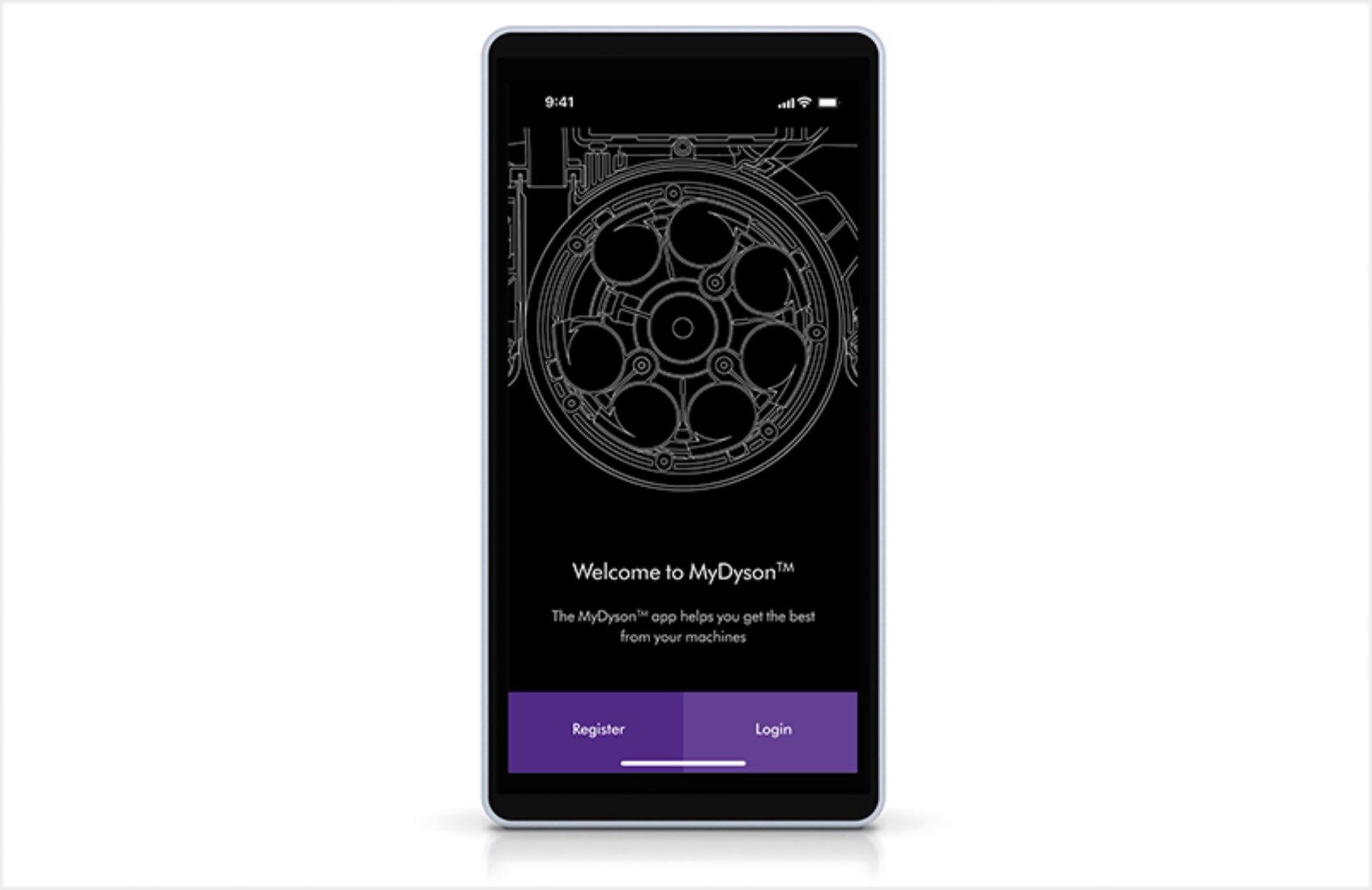 The MyDyson app displayed on a smartphone.
