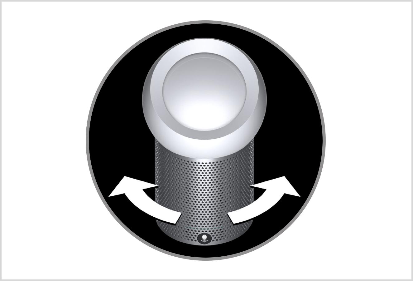 Écran ACL du Dyson Pure Cool Me🅪 affichant l’oscillation activée