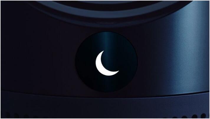 The Dyson Pure Hot+Cool Cryptomic purifying fan heater in Night mode