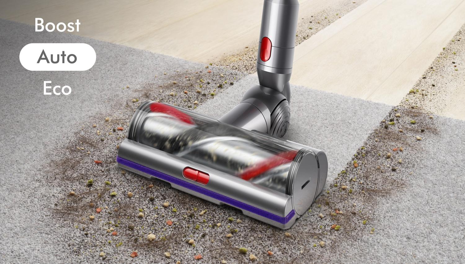 High Torque cleaner head moving from hard floor to carpet