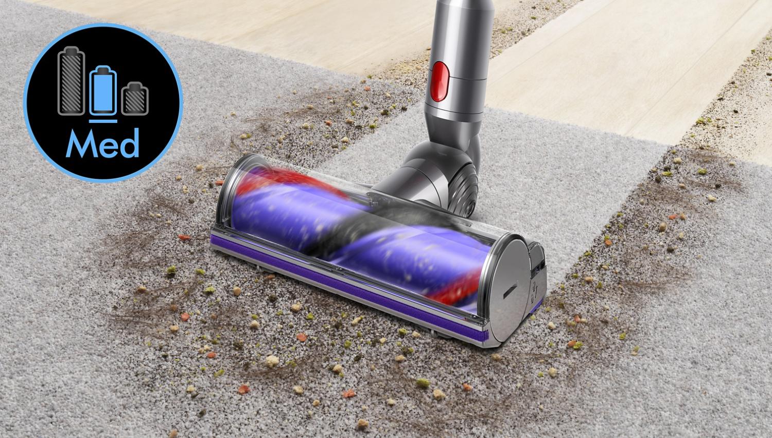 High Torque cleaner head moving from hard floor to carpet