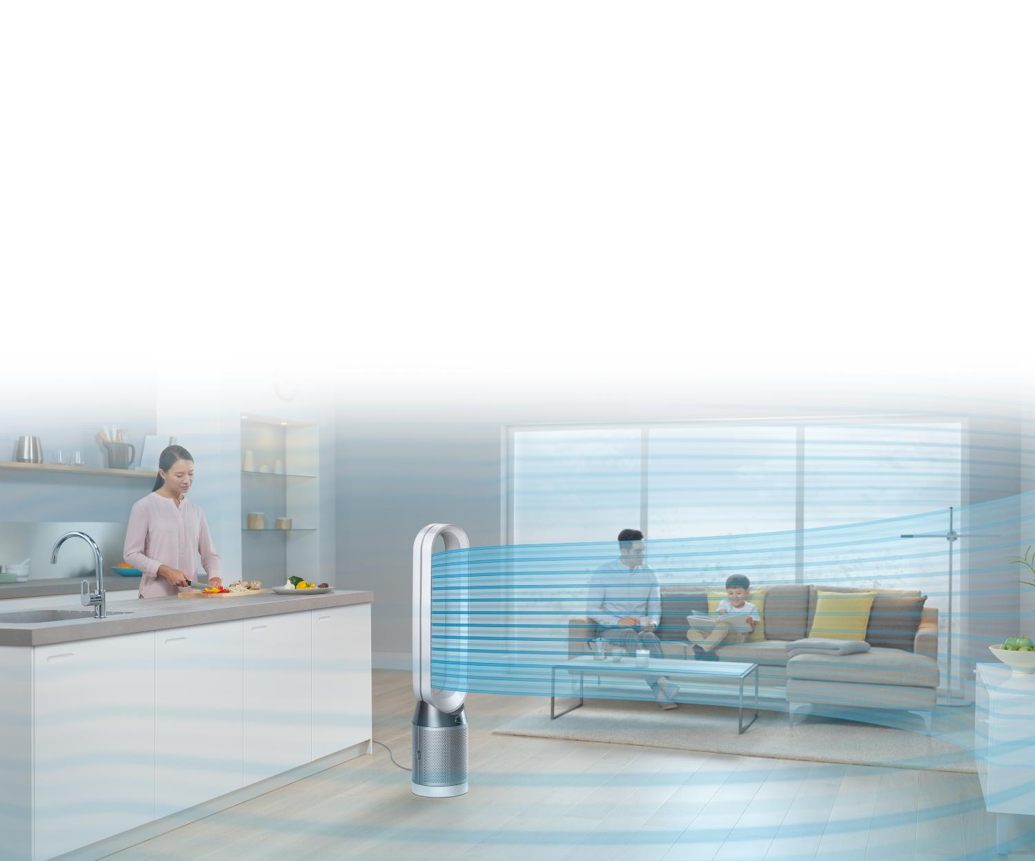 Dyson Pure Cool Tower within household capturing pollutants