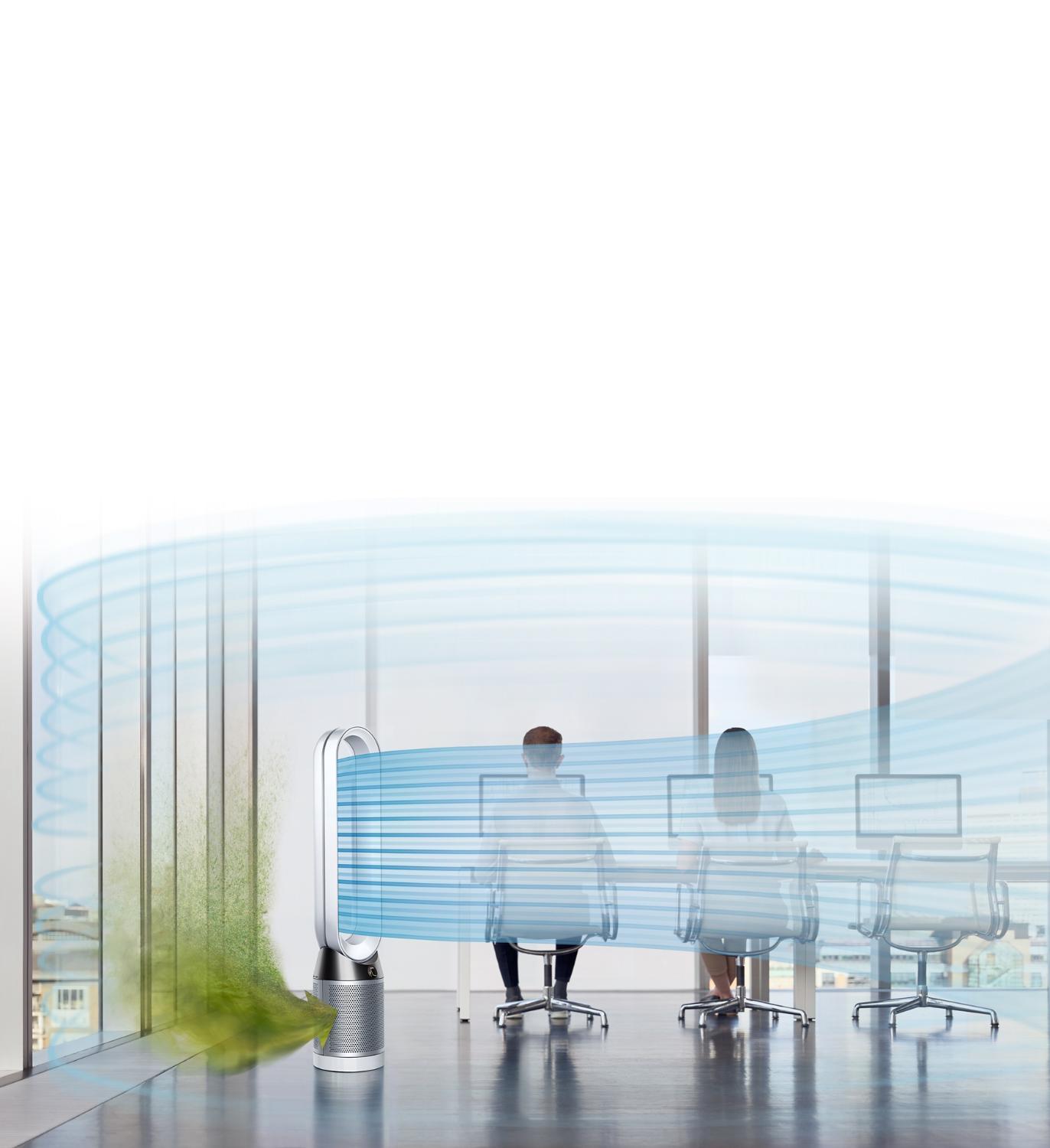 workers in an office environment with the pure cool purifier