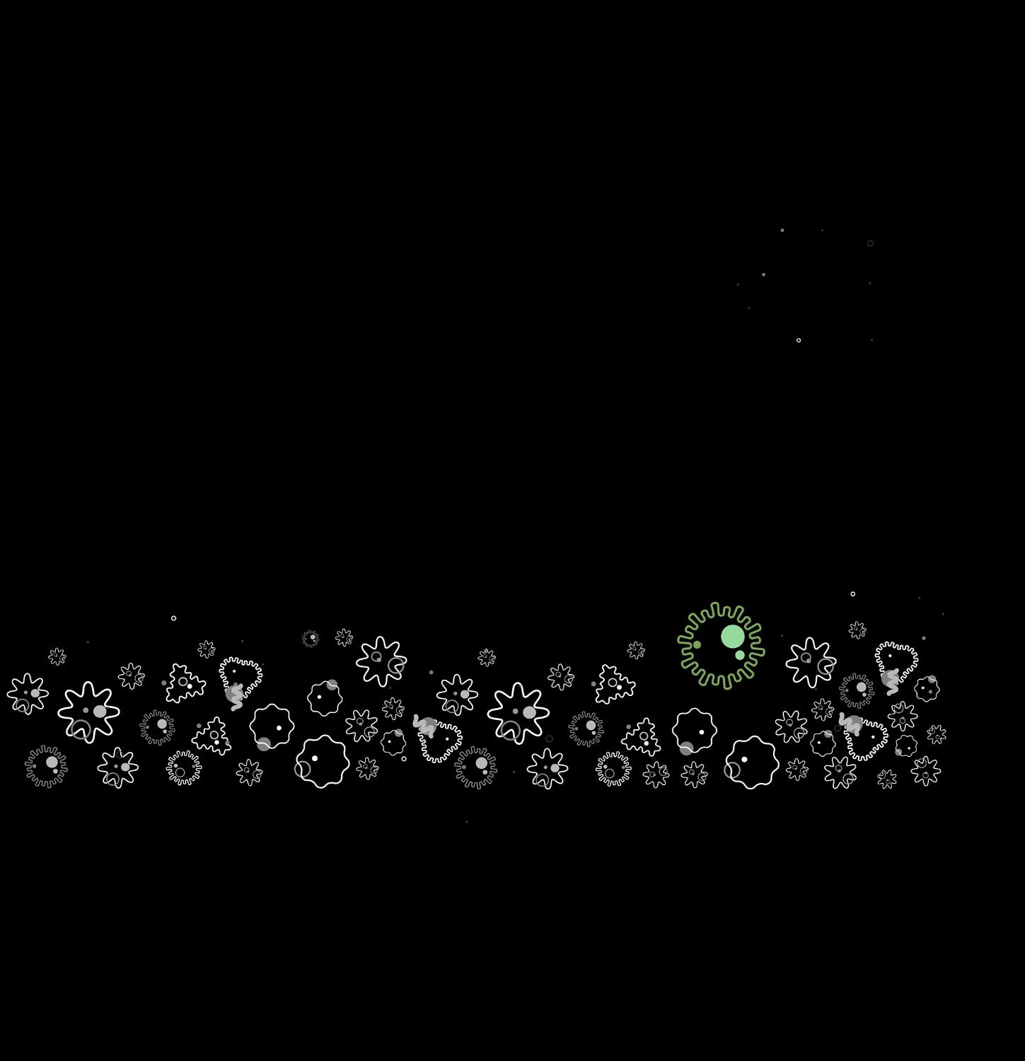 Line drawings of several germs show that germs from a sneeze can have over 40,000 friends