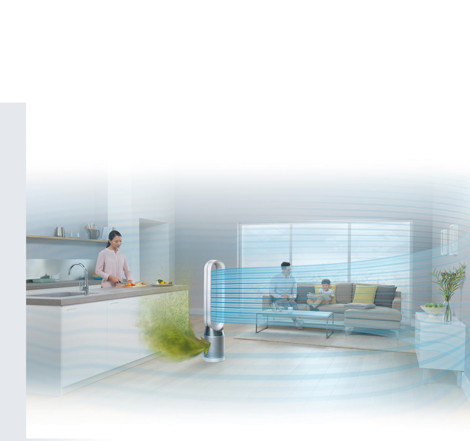 Dyson Pure Cool Tower within household capturing pollutants