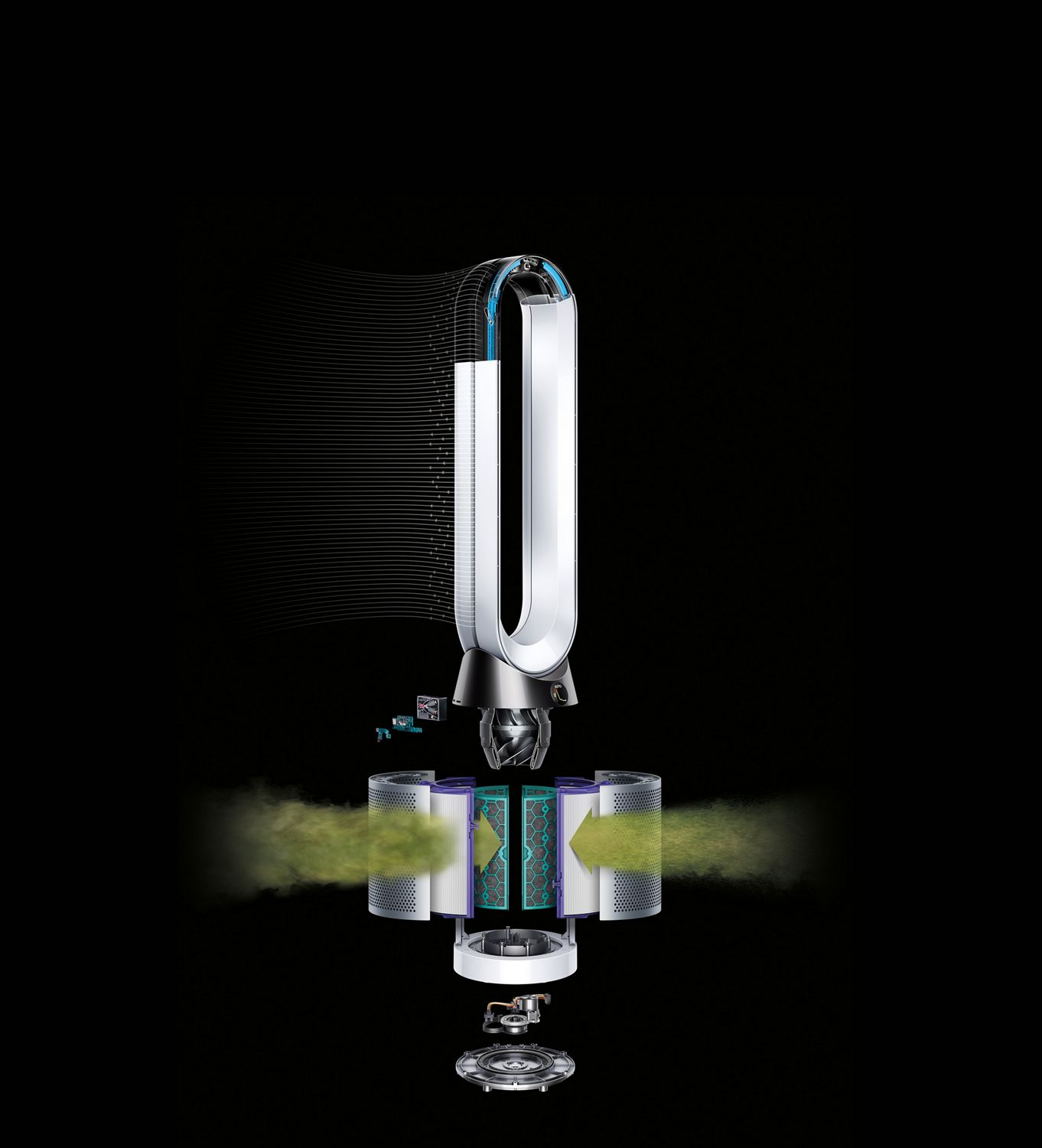  Exploded view of the technology inside the Dyson Pure Cool™ purifying fan