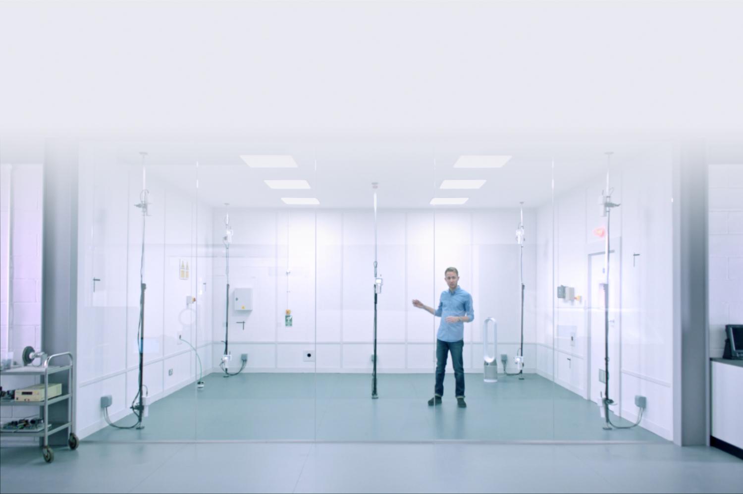Dyson engineer standing in a Dyson test lab