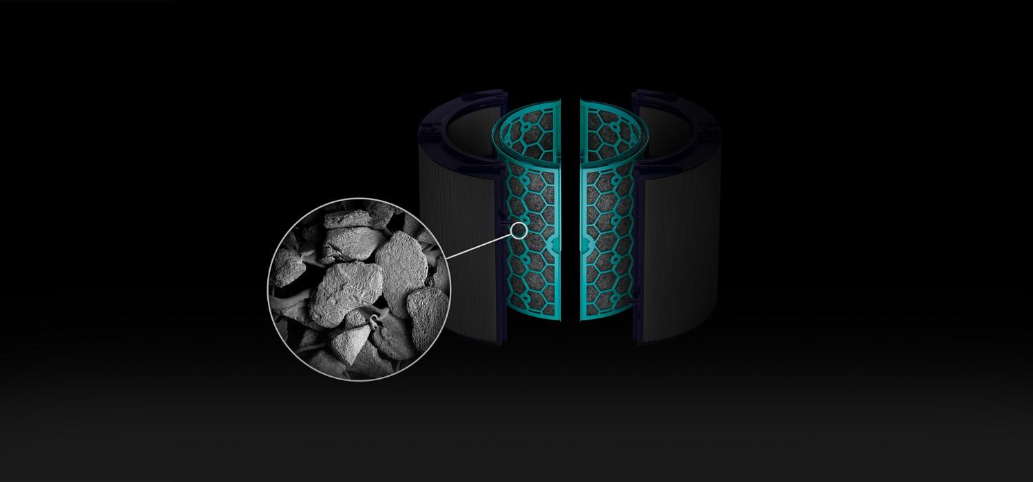 Close-up of activated carbon filter
