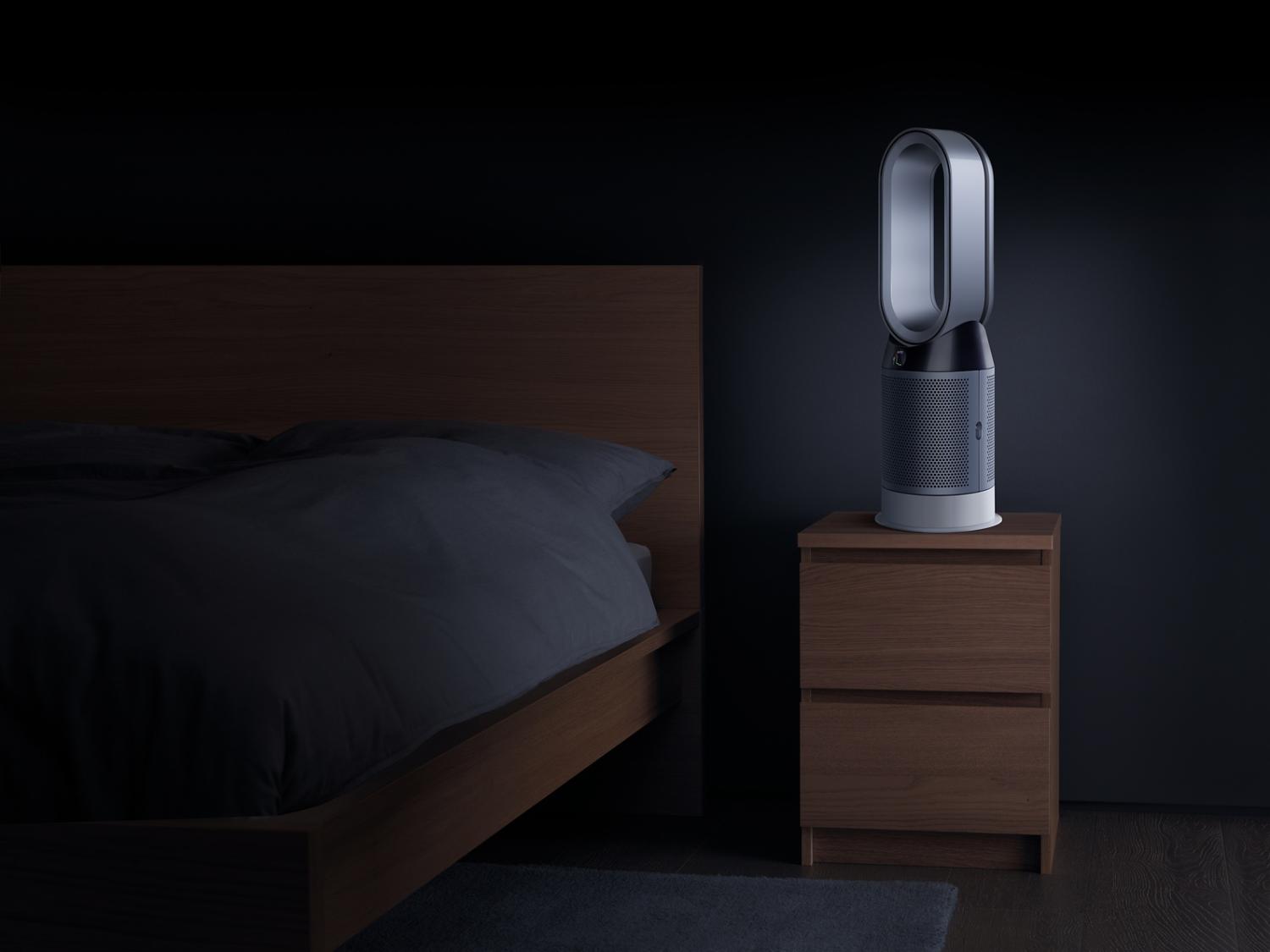 Dyson Pure Hot+Cool purifier in bedroom