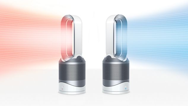 Hai quạt Dyson Pure Hot + Cool. Má»t phát ra không khà lạnh, má»t giải phóng không khà ấm