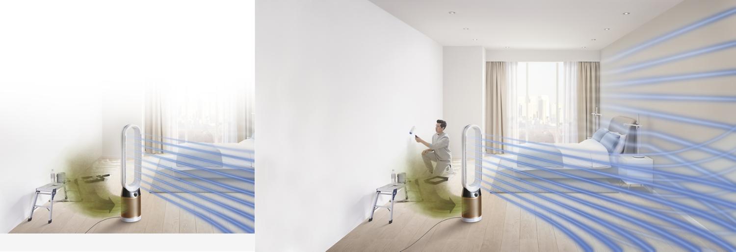Dyson Pure Hot+Cool Cryptomic die gezuiverde lucht verspreidt