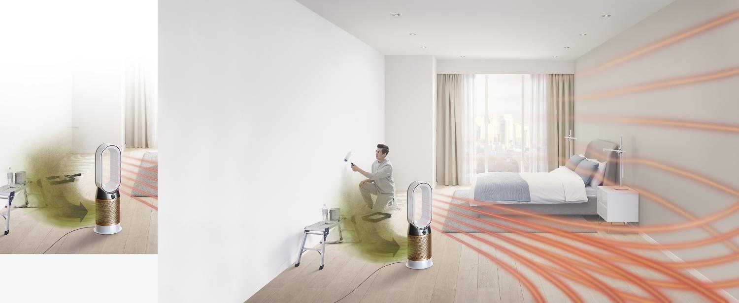 Dyson Pure Hot+Cool Cryptomic die gezuiverde lucht verspreidt