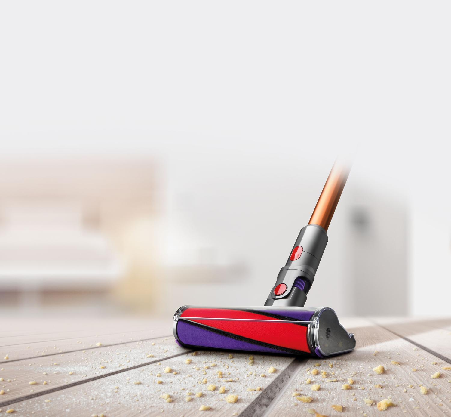 Soft roller cleaner head on hard floor