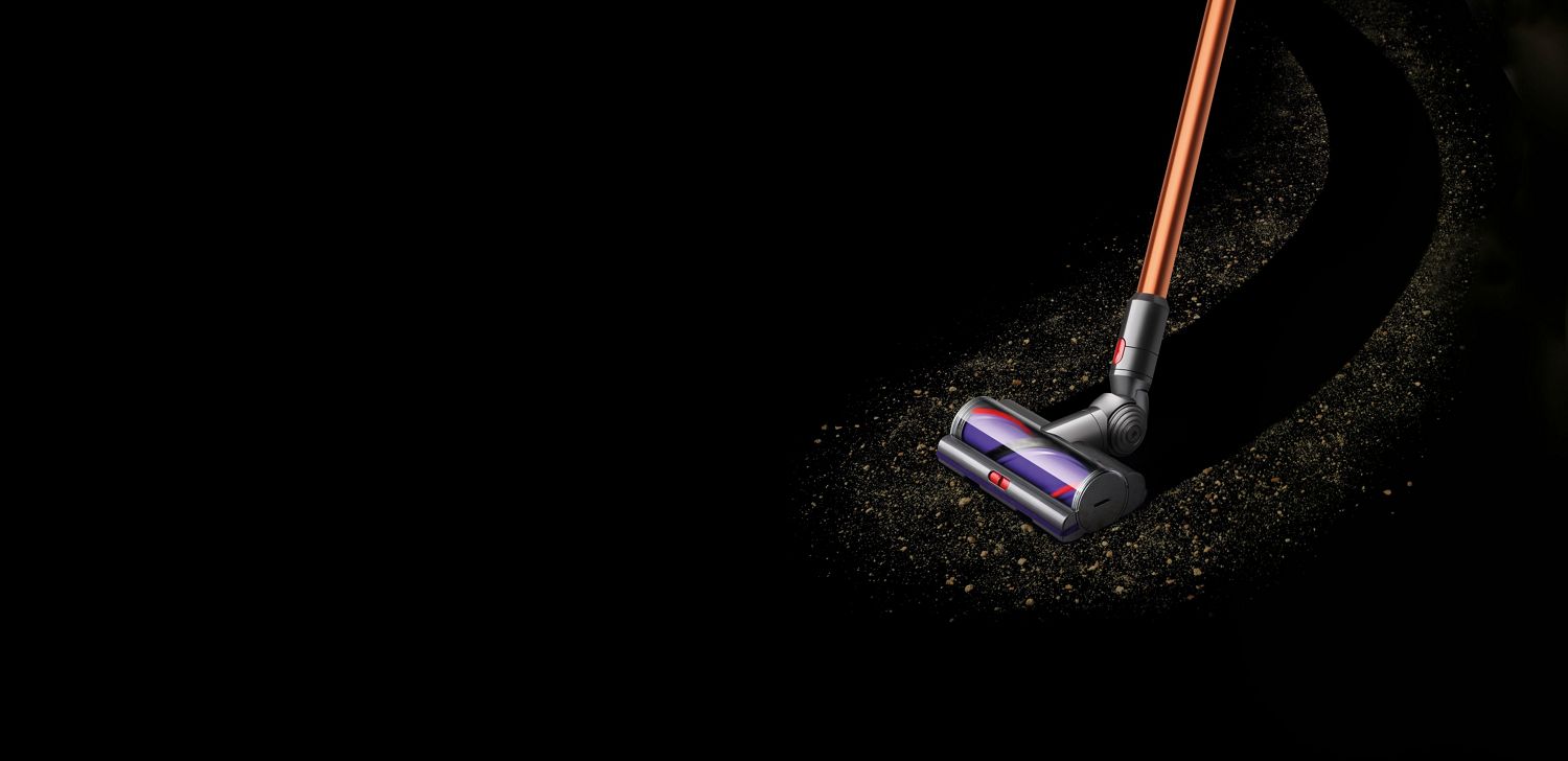 Cleaner head on black floor Cleaner head on black floor