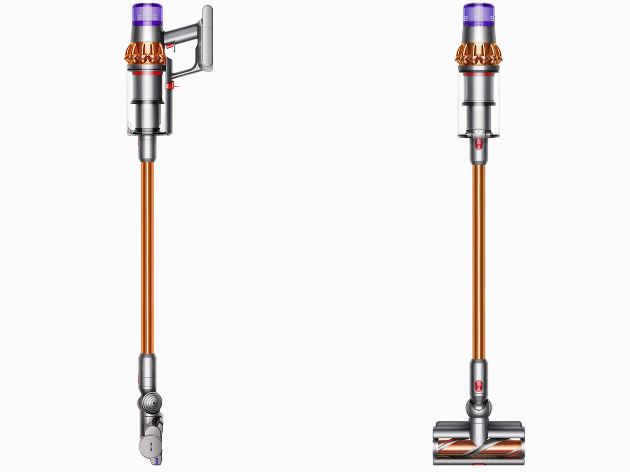 Dyson V11 Torque Drive cordless stick vacuum side and front views