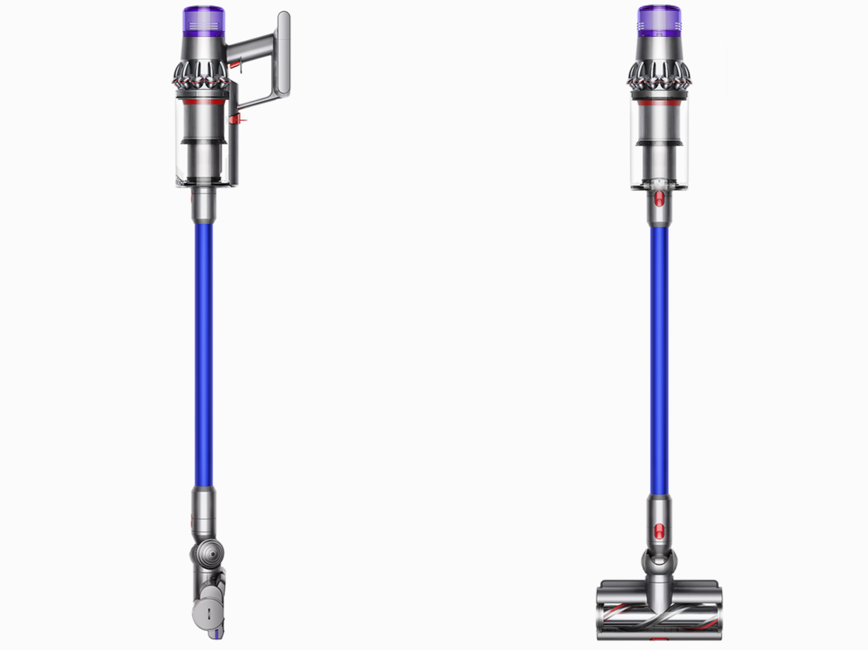 Dyson V11 Absolute cordless stick vacuum side and front views