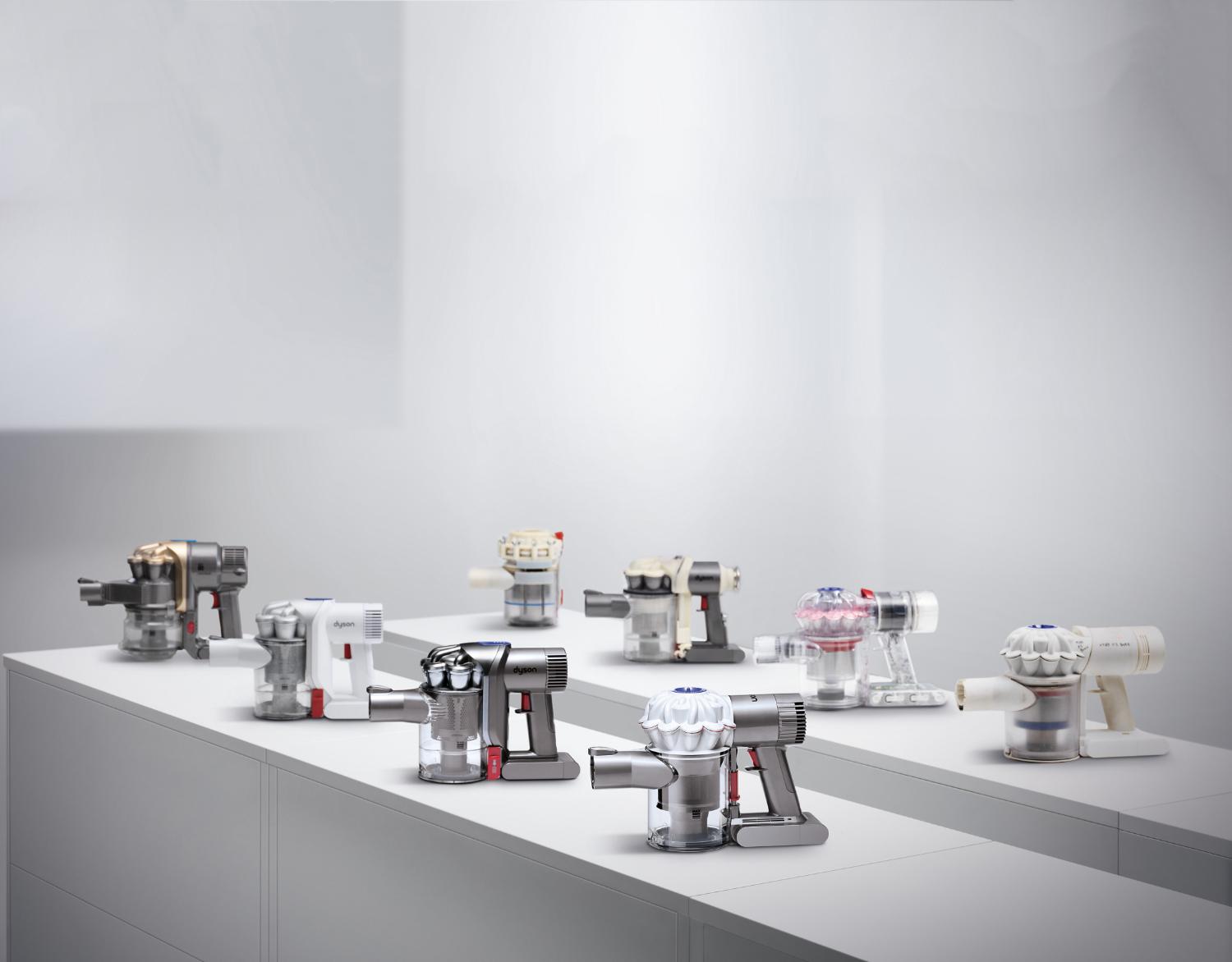 Selection of Dyson cord-free vacuums and prototypes