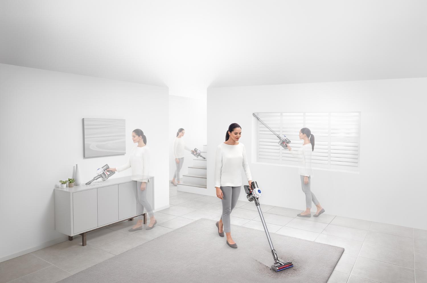 Model using Dyson vacuum.