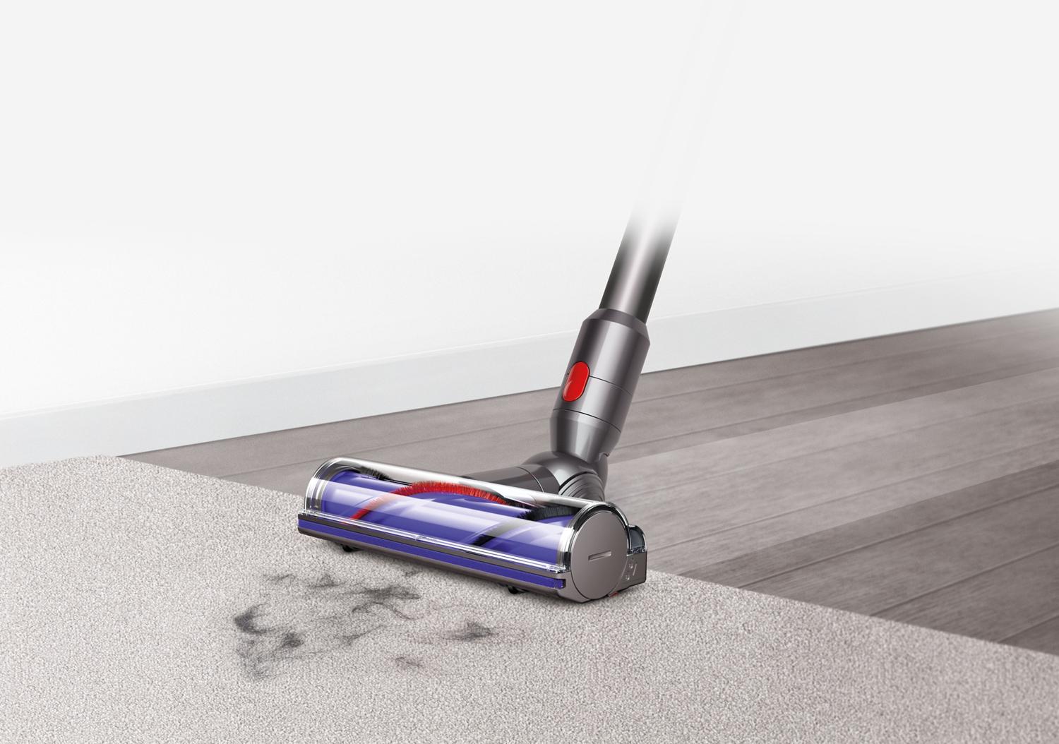 Dyson V7 animal vacuum cleaner moving from hardwood to carpet