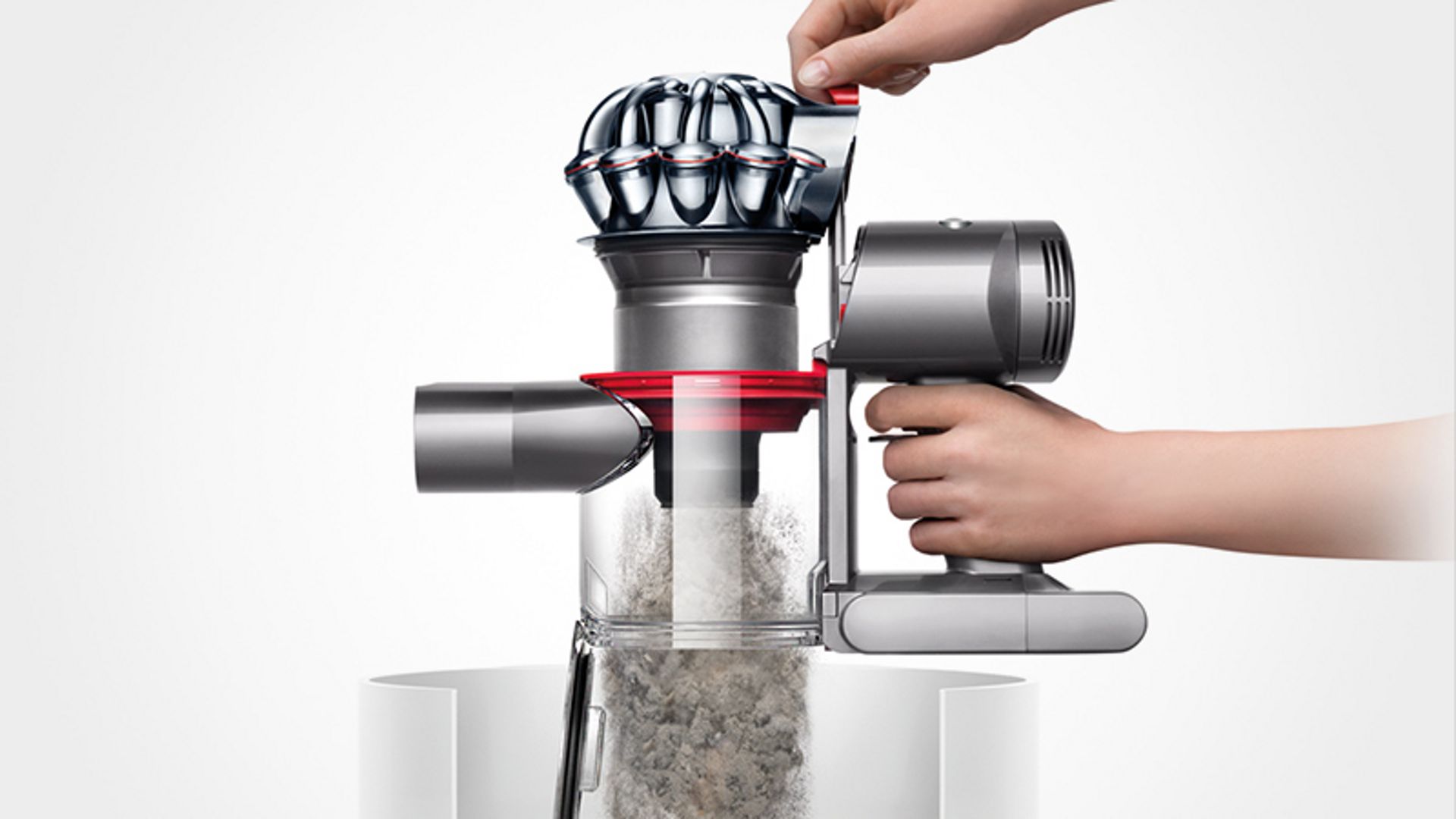 See the Dyson V8 Absolute vacuum's no-touch bin emptying mechanism.