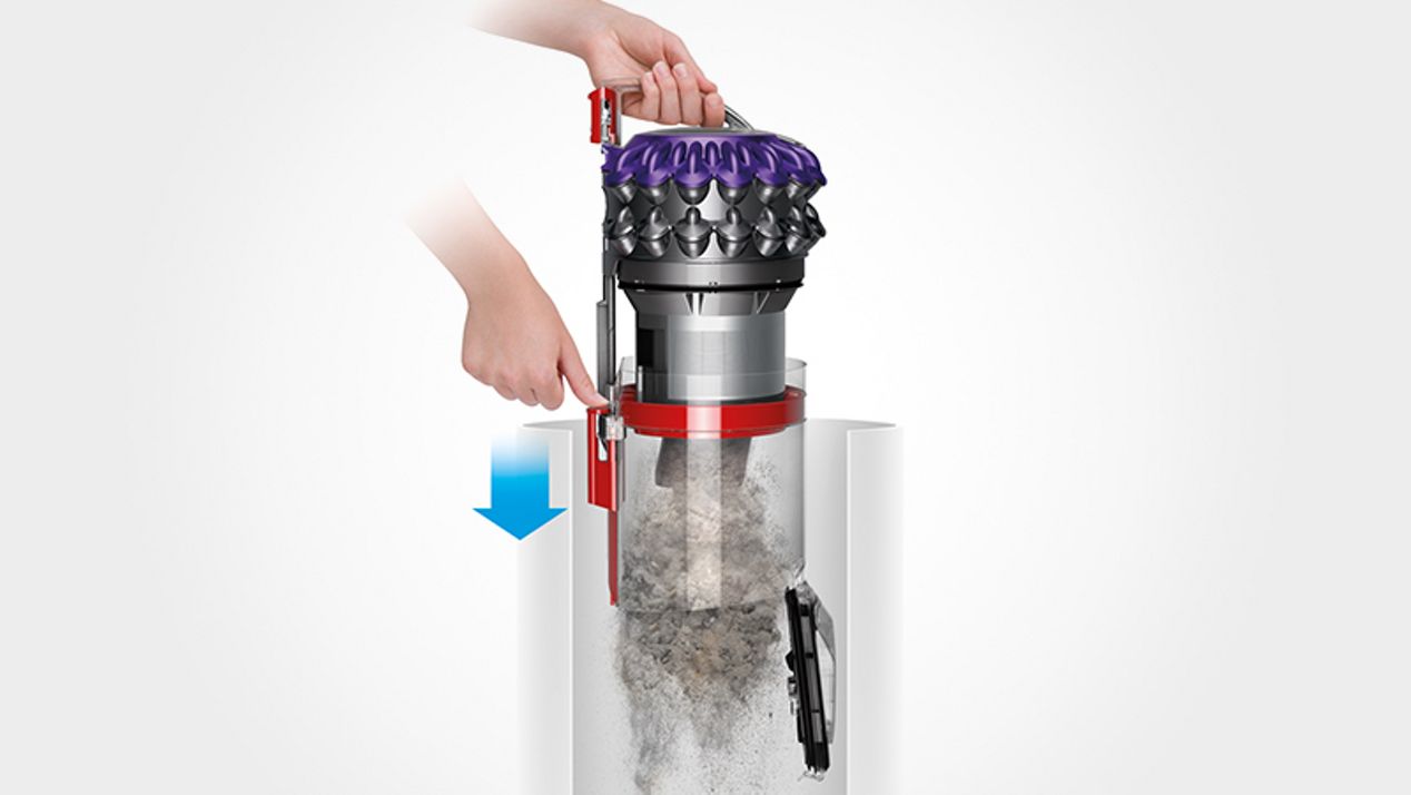 Self-righting Dyson vacuum Hygienic bin emptying