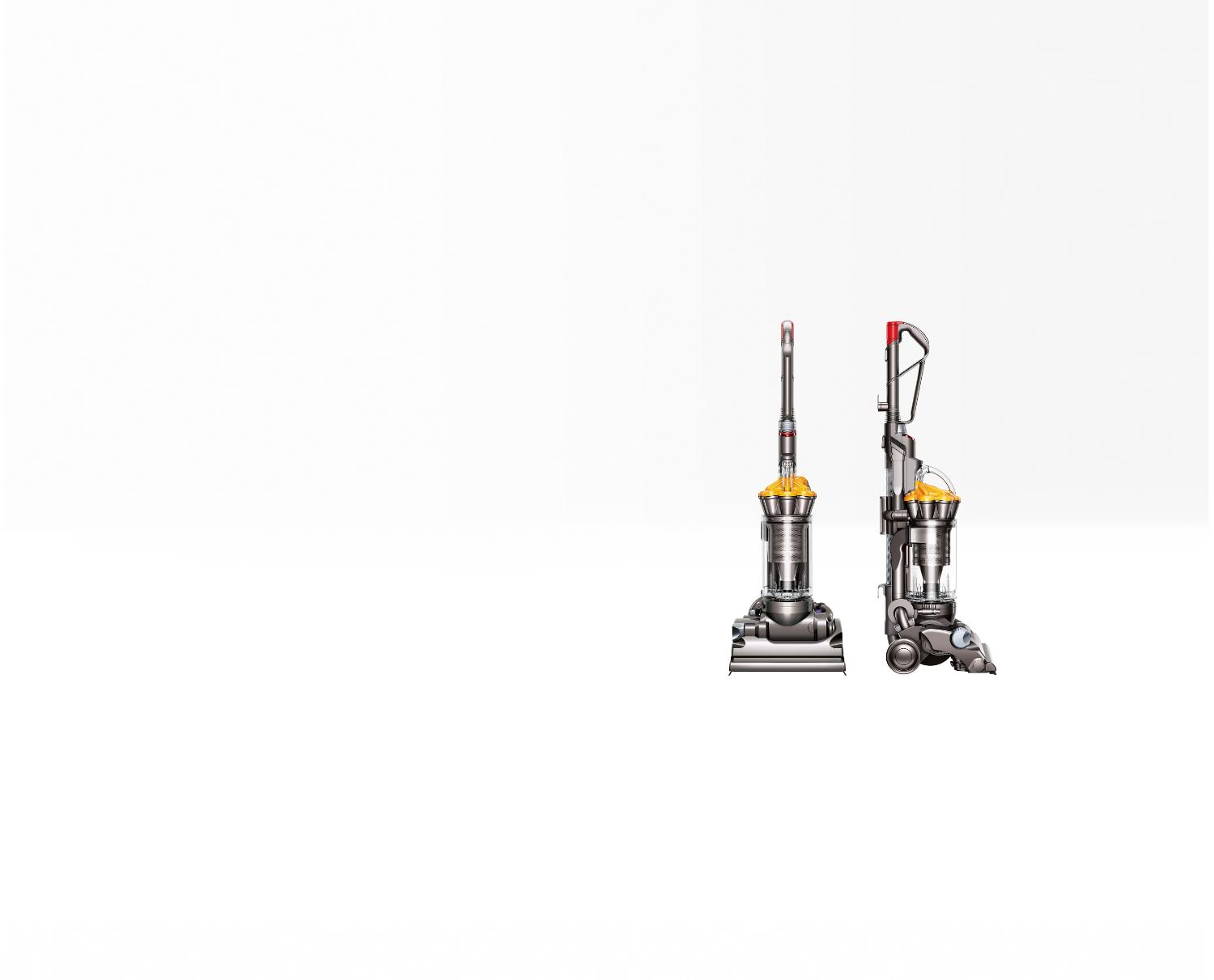 Dyson DC33 Multi Floor Front view beside side view of Dyson DC33 Multi Floor upright vacuum cleaner