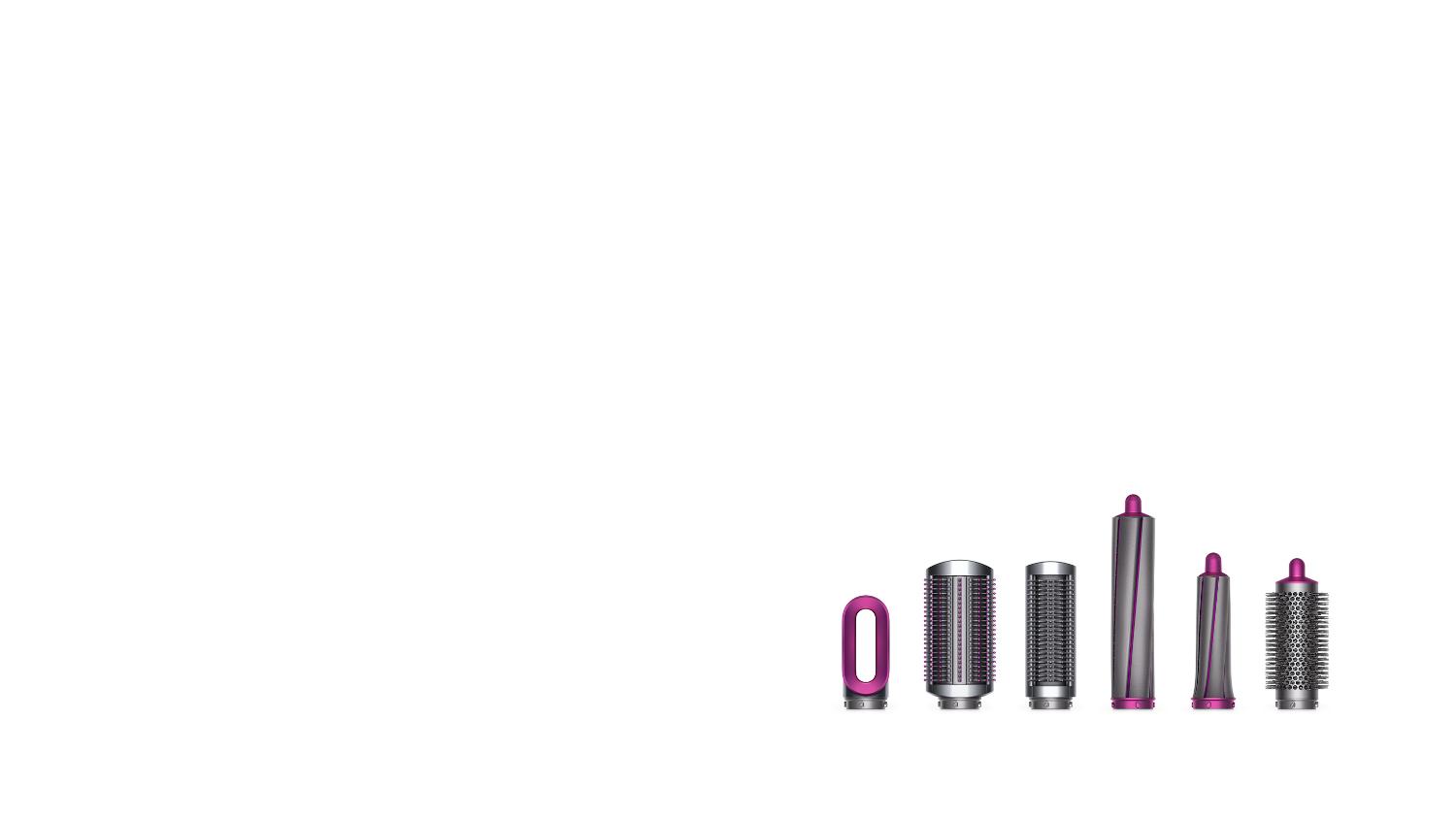 Line up of Dyson Airwrap™ styler attachments