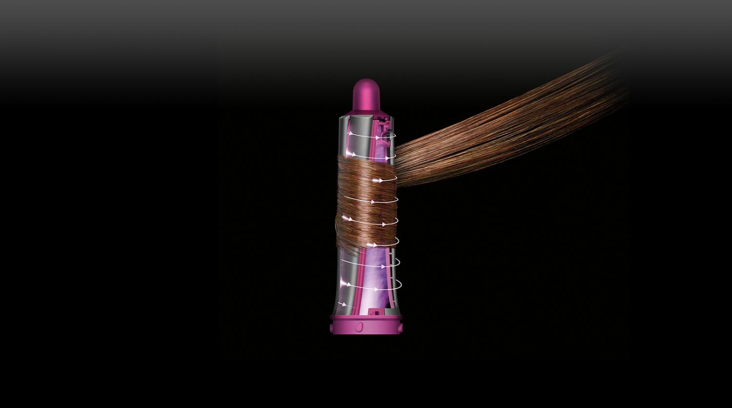 Cutaway of Dyson Airwrap™ styler showing the Coanda effect