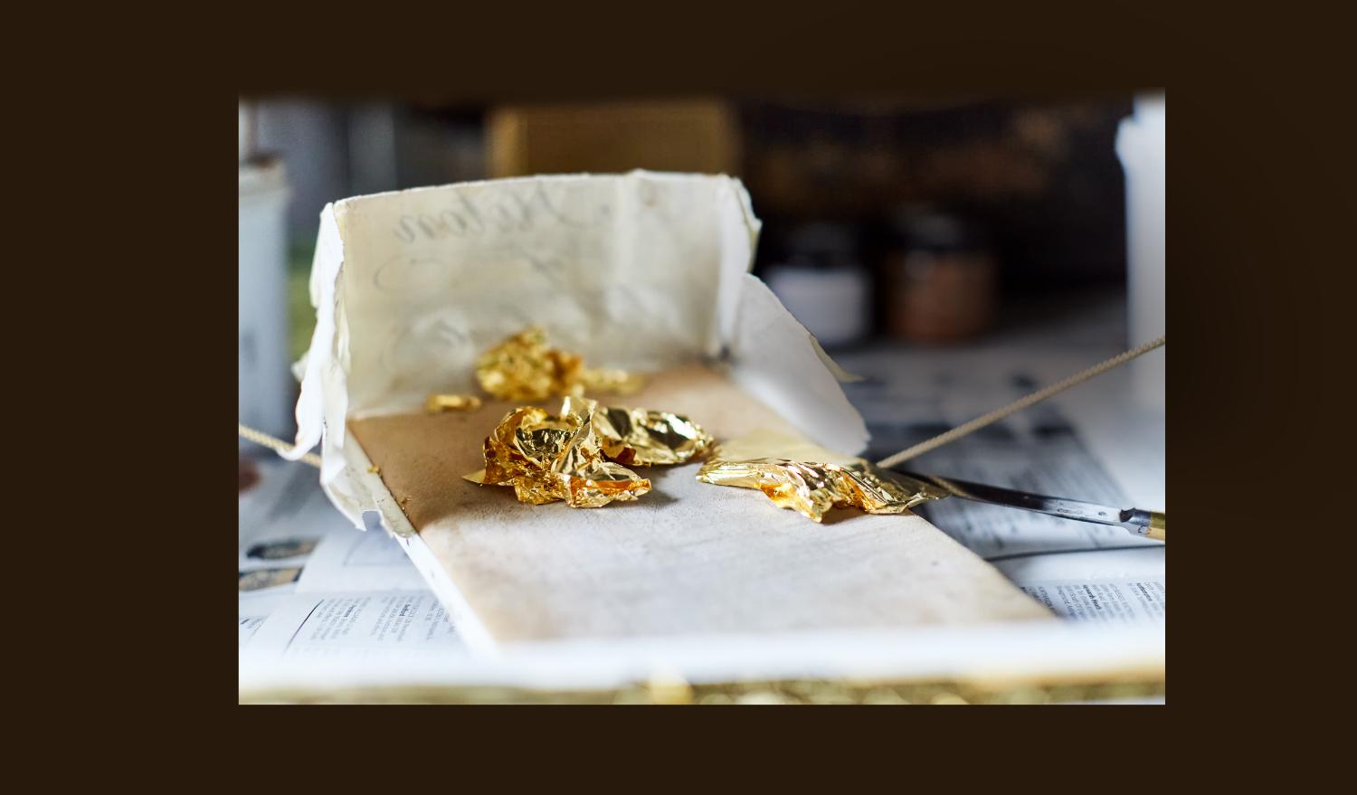 Hand gilded gold leaf