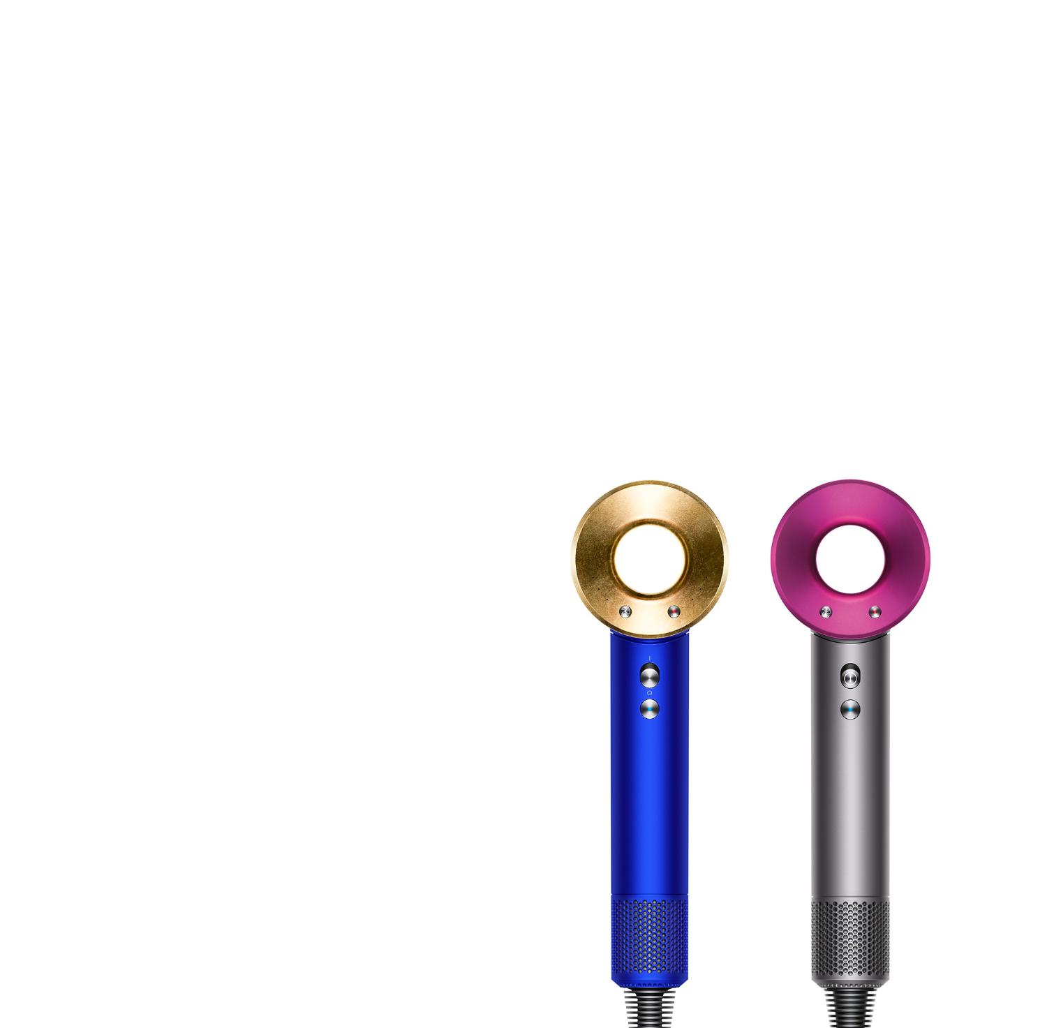 Dyson Supersonic™ hair dryer in Blue/Gold and Iron/Fuchsia
