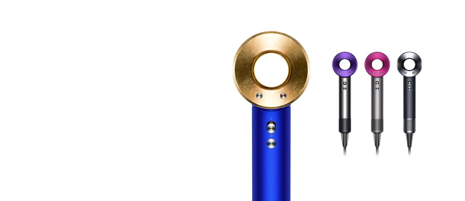 Dyson Supersonic™ hair dryer in Blue/Gold and Iron/Fuchsia