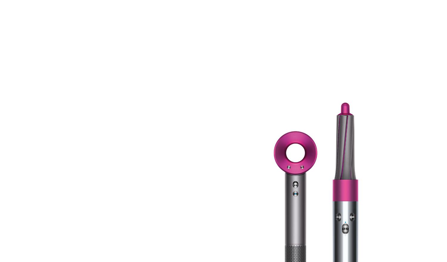 2 models using Dyson Supersonicᵀᴹ with different attachments