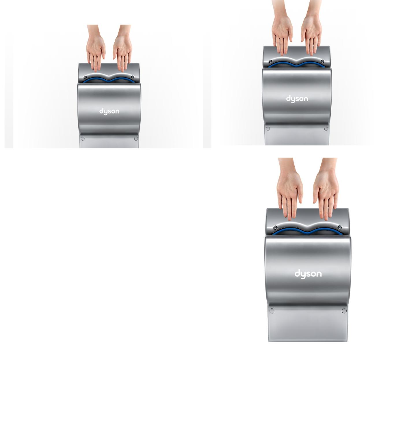 Mains au-dessus d’un sèche-mains Dyson
