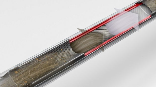 A diagram showing how Dyson’s top loading air-compression bin traps microscopic particles.