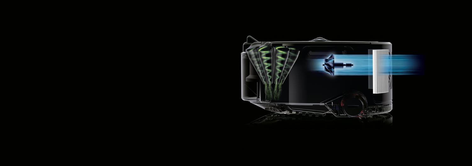 Graphic of the Dyson Digital motor and Cyclone system at work