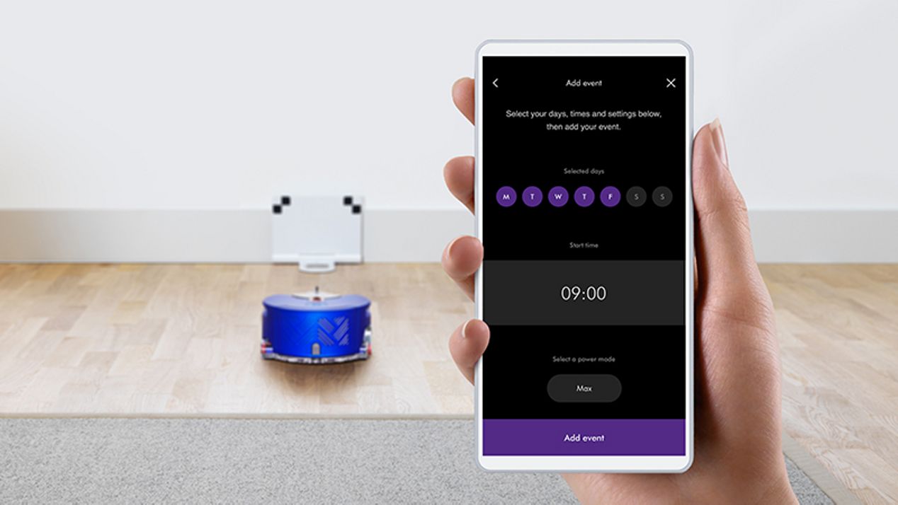 Close up of the Dyson Link app on a phone screen Close up of the Dyson Link app on a phone screen