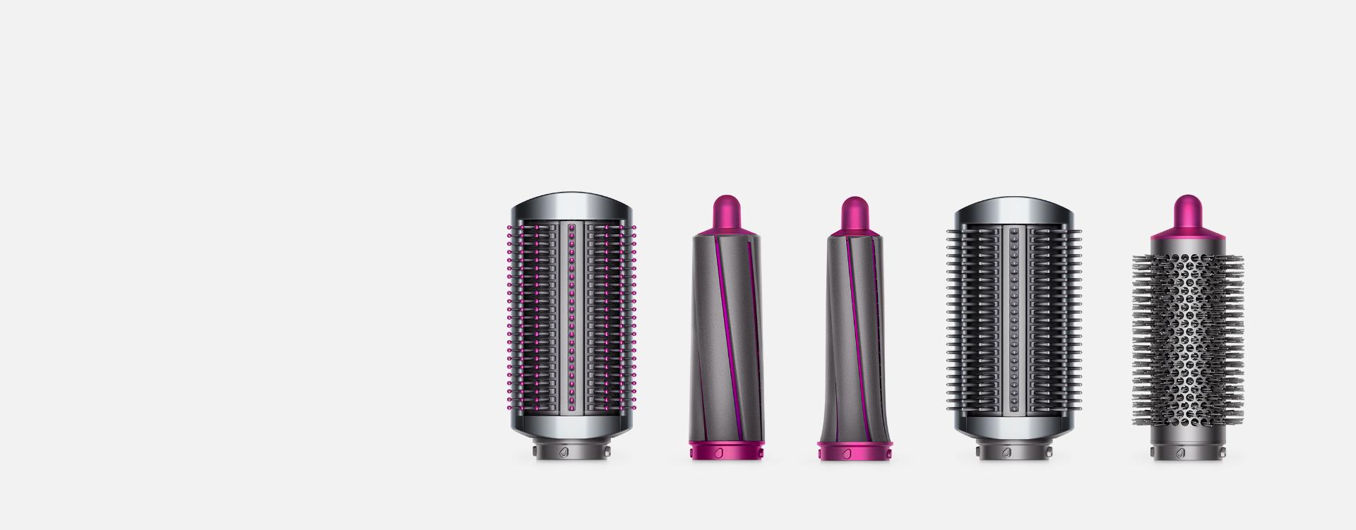 A lineup of Dyson Airwrap styler accessories