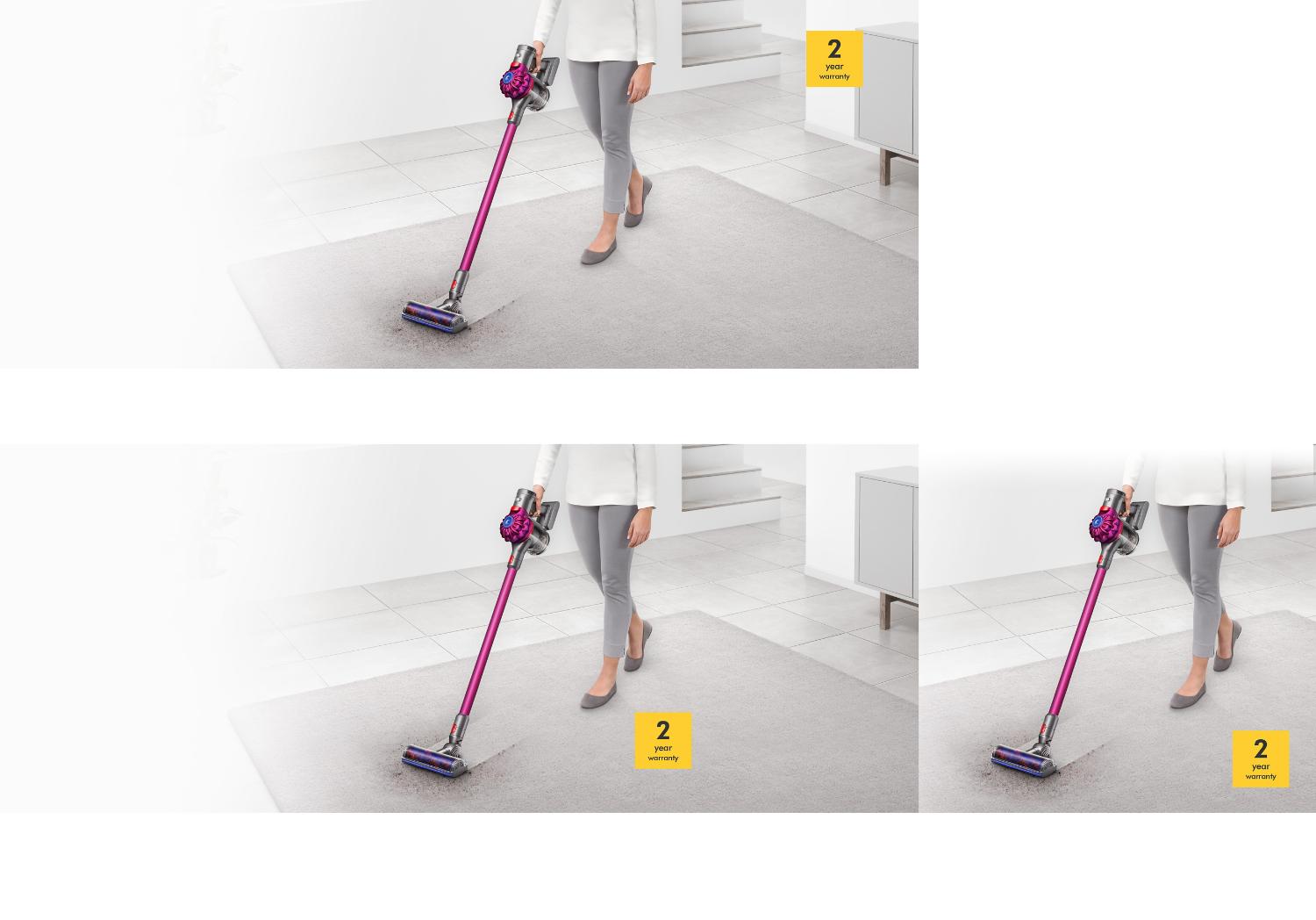Woman vacuuming floor using the Dyson V7 vacuum cleaner