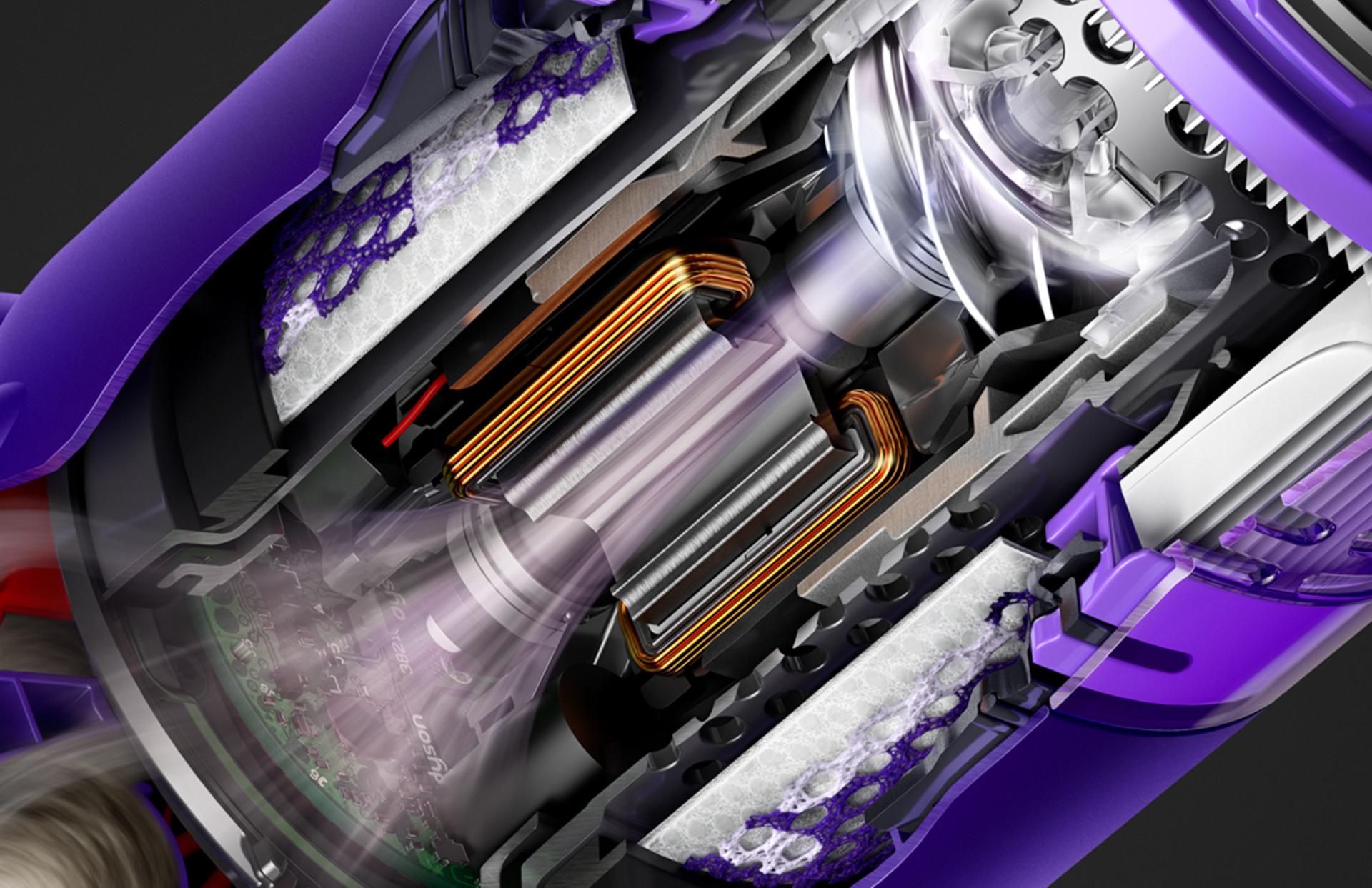 Cutaway diagram of Dyson Hyperdymium™ motor.