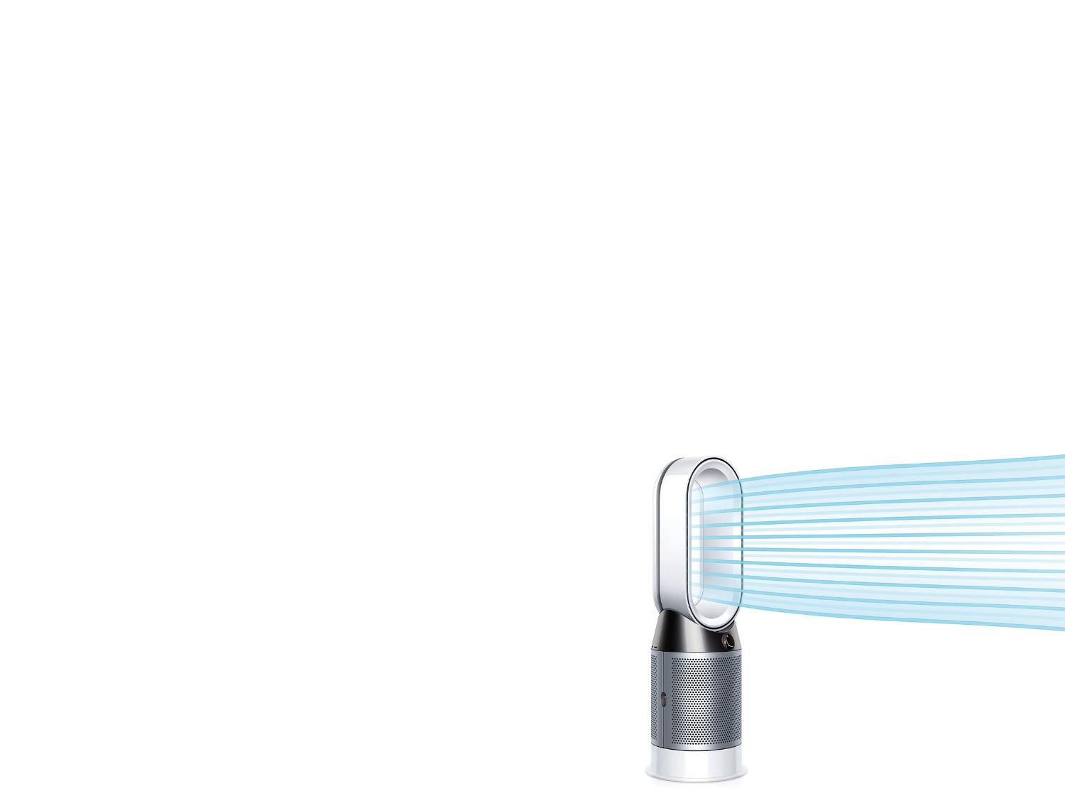 Dyson Pure Hot+Cool purifier fan projecting clean air
