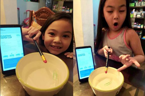 A young engineer shares the floating paper clip card in action.
